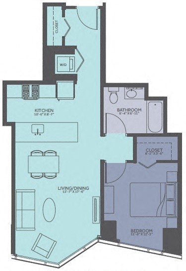 1 Bedroom 06-Tower Floorplan Image